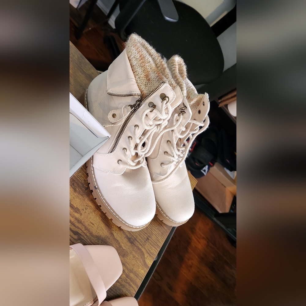 Cliffs By Mountain White Boots